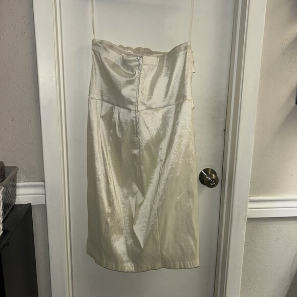 Torrid Vintage Ivory Satin Wedding Cocktail Strapless Pleated Dress Size 16 - Picture 6 of 11